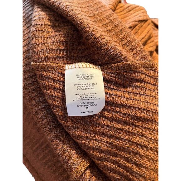 Lush Women's Pumpkin Toffee Cowl Neck Flowy Ribbed Sweater Dress Tunic Top M - Picture 4 of 5